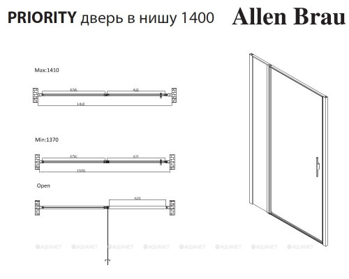 Душевая дверь Allen Brau Priority 140 3.31036.BBA черный браш