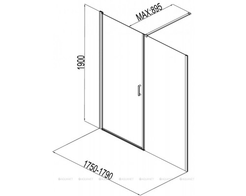 Душевая дверь Aquanet Cinetic 180, прозрачное стекло (AE12-N-90H190U-CT + AE12-F-90H190U-CT)