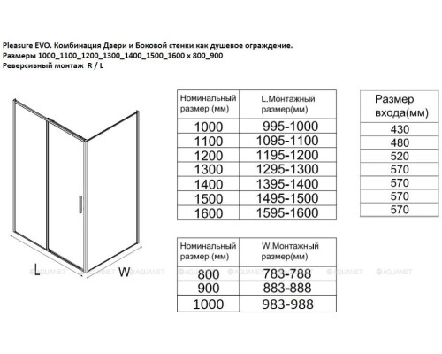 Душевая дверь Aquanet Pleasure Evo 120 AE65-N120-GBT профиль золото-никель браш, прозрачное стекло