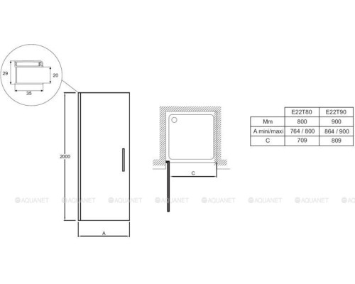 Душевая дверь Jacob Delafon Contra E22T90-GA