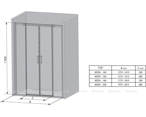 Душевая дверь Ravak Matrix 181,5 0WKY0C00Z1 MSD4 блестящий транспарент