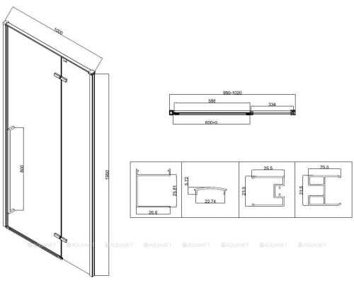 Душевая дверь Vincea Slim-N 100 VDPH-5SN100CLGM вороненая сталь