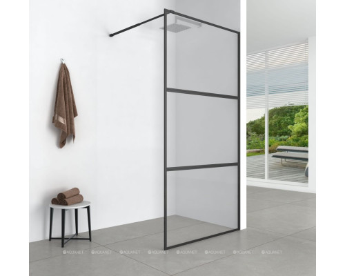Душевая перегородка Aquanet 100x200 SW-1000BT профиль черный , прозрачное стекло