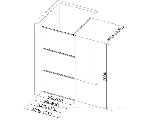 Душевая перегородка Aquanet 90x200 SW-900BT профиль черный , прозрачное стекло