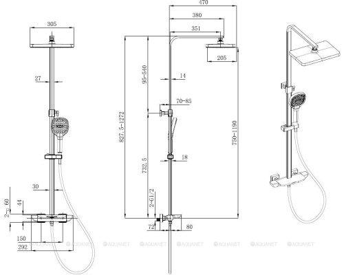 Душевая стойка Allen Brau Infinity 5.21030-31 черный матовый