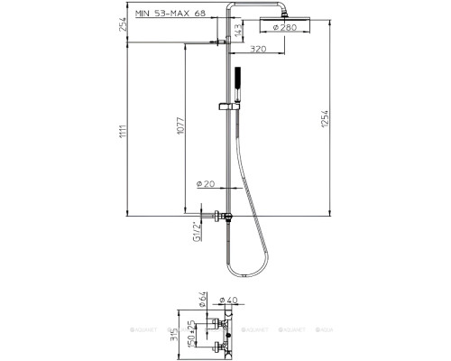 Душевая стойка Bossini Apice L10507.073 черный матовый
