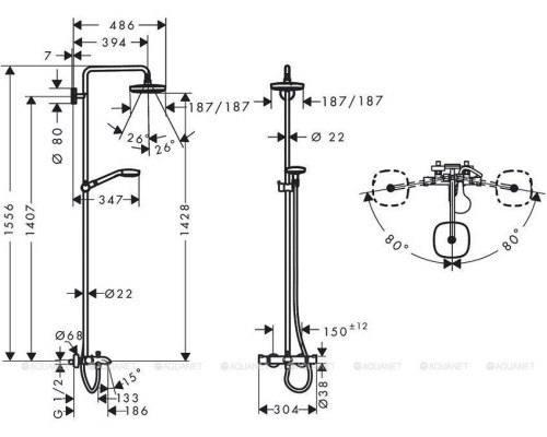 Душевая стойка Hansgrohe Croma Select E 180 2 jet 27352400