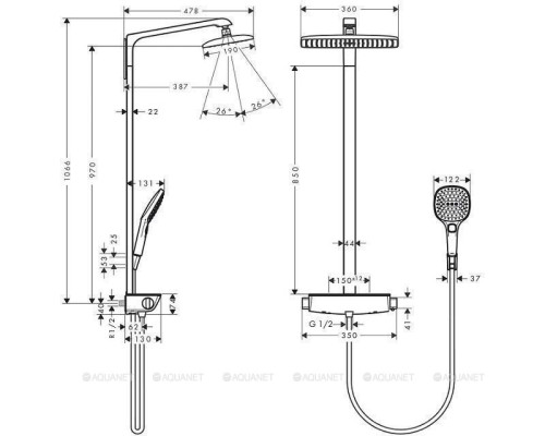 Душевая стойка Hansgrohe Raindance Select E 360 27112000