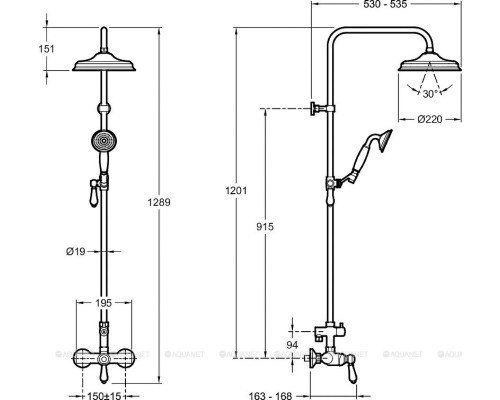 Душевая стойка Jacob Delafon Louise E24368-BL черный матовый