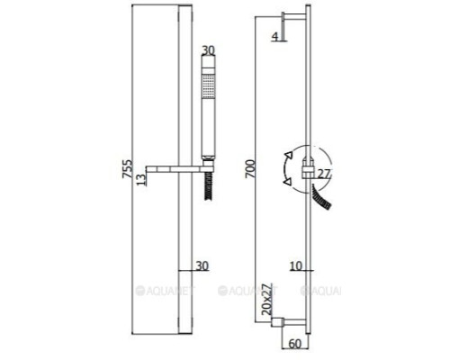 Душевой гарнитур Paffoni City ZSAL145CRAG хром