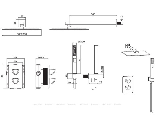 Душевой комплект Allen Brau Infinity 5.21016-00 (с внутренней частью, 2 выхода) хром