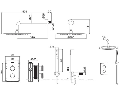 Душевой комплект Allen Brau Priority 5.31013-31 (с внутренней частью, 2 выхода) черный матовый