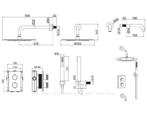 Душевой комплект Allen Brau Priority 5.31014-31 (с внутренней частью, 3 выхода) черный матовый