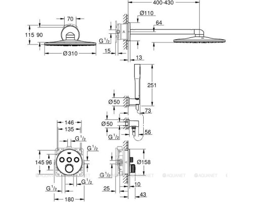 Душевой комплект Grohe Grohtherm SmartControl 34705000 (с внутренней частью)