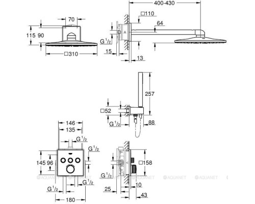 Душевой комплект Grohe Grohtherm SmartControl 34706000 (с внутренней частью)