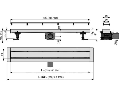 Душевой лоток AlcaPlast APZ13-DOUBLE9-950 Fit & Go