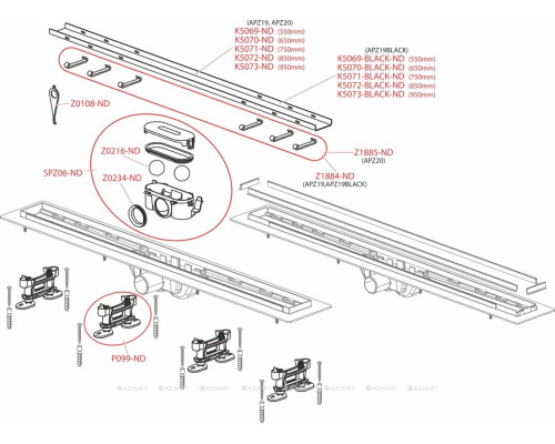 Душевой лоток AlcaPlast APZ19-950 с решеткой