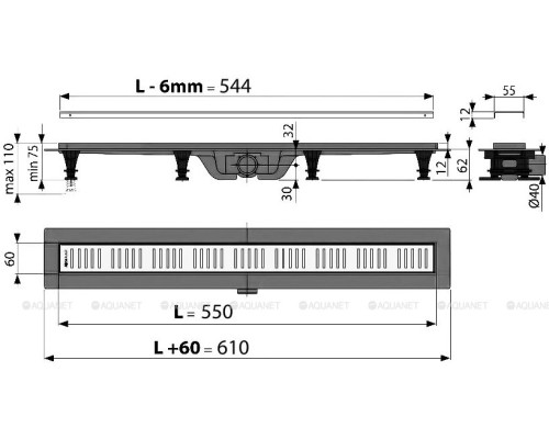 Душевой лоток AlcaPlast Simple APZ10-550M