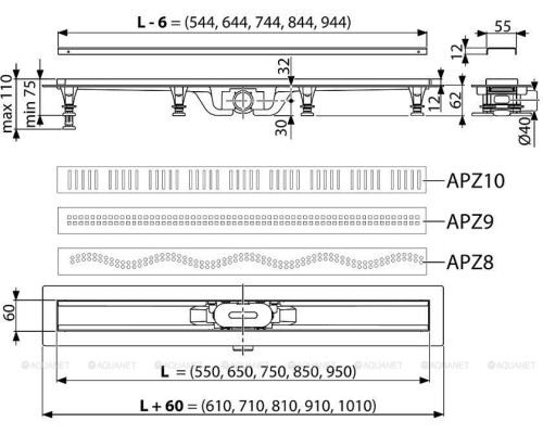 Душевой лоток AlcaPlast Simple APZ10-650M