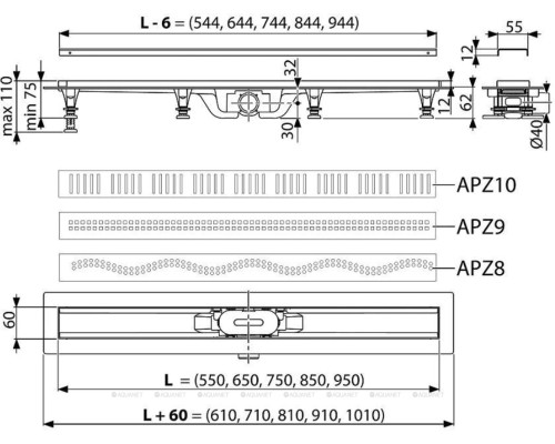 Душевой лоток AlcaPlast Simple APZ9-650M