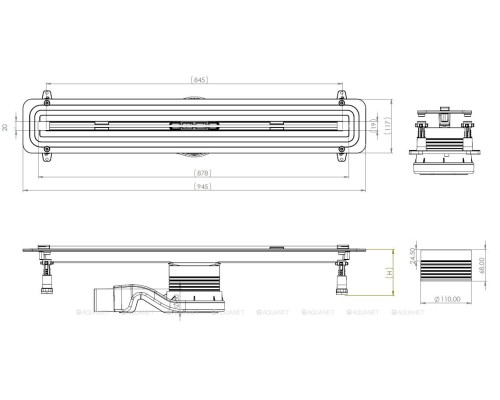 Душевой лоток Allen Brau Liberty 9.50002.SS 850 мм