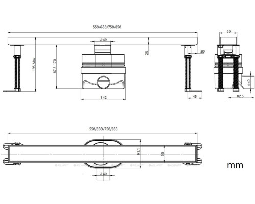 Душевой лоток Allen Brau Priority 9.50015.GB 550 золото браш