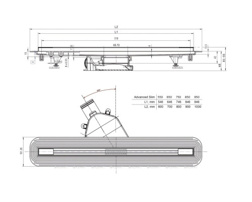 Душевой лоток Bettoserb Advanced Slim 650 13600033