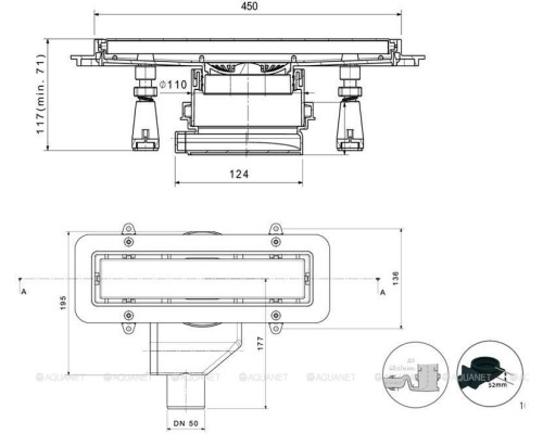 Душевой лоток Pestan Confluo Premium Line 13100002, 450мм