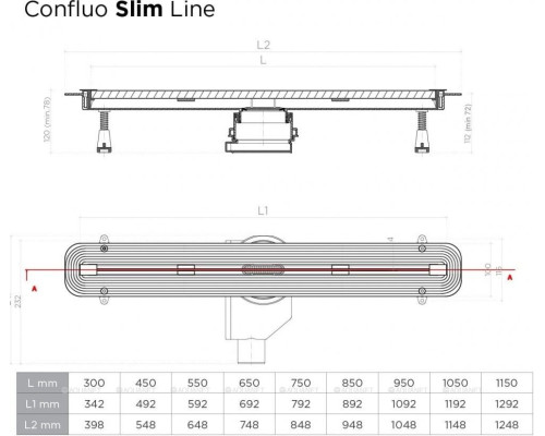 Душевой лоток Pestan Confluo Slim+ 13100026, 550мм