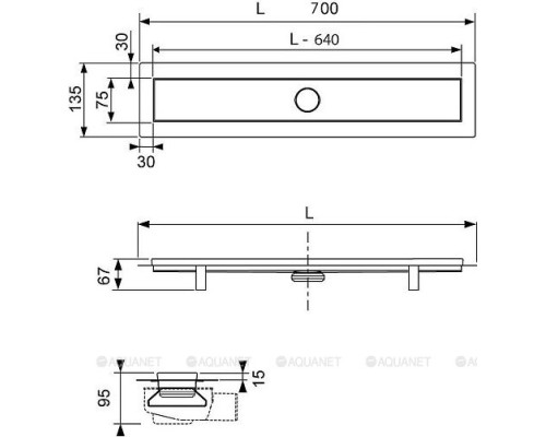 Душевой лоток TECE TECElinus 15103070, 700мм