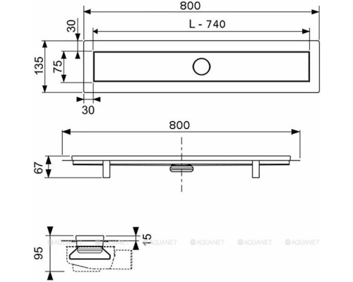 Душевой лоток TECE TECElinus 15103080, 800мм