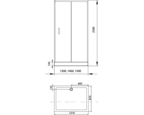 Душевой уголок Aquanet Alfa NAA1131 120x80, прозрачное стекло