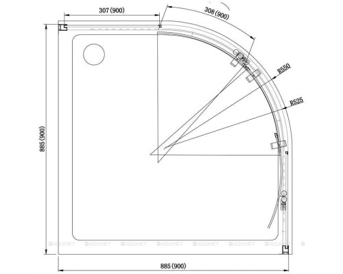 Душевой уголок Aquanet Alfa NAA2142 90x90, R550, прозрачное стекло
