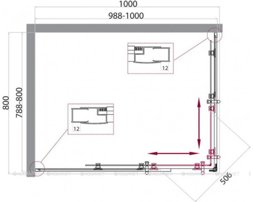 Душевой уголок BelBagno Uno 195-AH-2-100/80-C-Cr