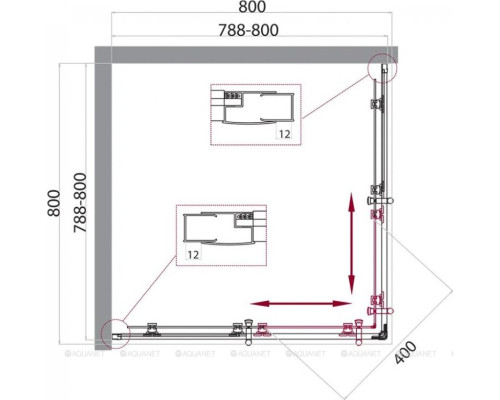 Душевой уголок BelBagno Uno 195-A-2-80-C-Cr