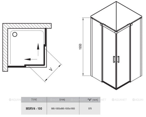 Душевой уголок Ravak Matrix MSRV4-100 1WVAA100Z1