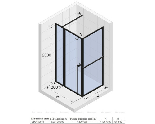 Душевой уголок Riho Lucid GD203 120х80 GD212B080 черный