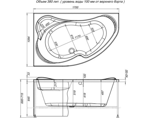 Фронтальный экран Aquanet Capri 170 L