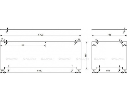 Фронтальный экран Aquanet Lotos Stone 170х60