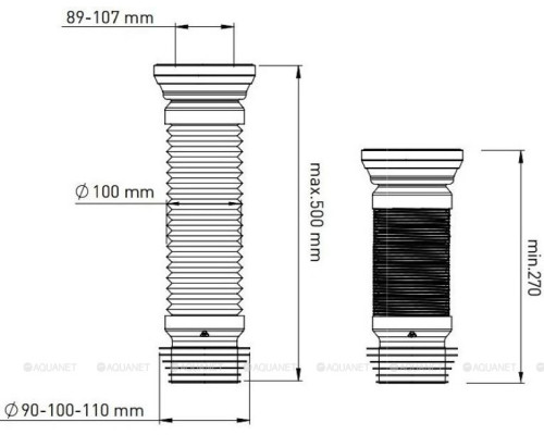 Гибкая подводка для выпуска унитаза Aquanet