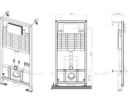 Инсталляция для унитаза BETTOSERB Sava Fix Slim SET40006459 с клавишей смыва черный матовый
