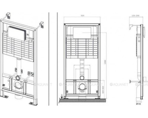 Инсталляция для унитаза BETTOSERB Sava Fix Slim SET40006467 с клавишей смыва черный матовый