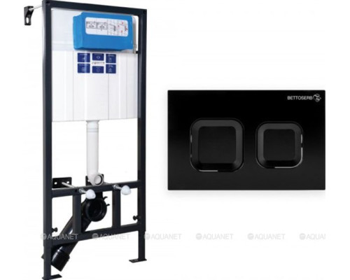 Инсталляция для унитаза BETTOSERB Sava Fix Slim SET40006471 с клавишей смыва черный матовый