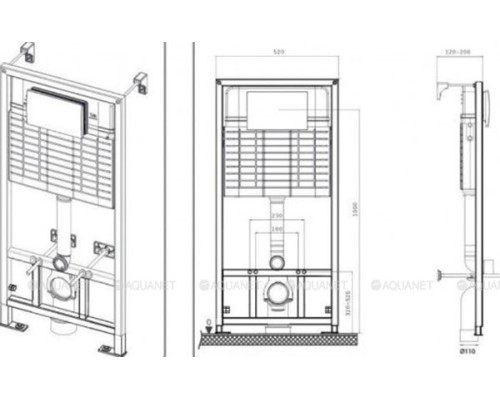 Инсталляция для унитаза BETTOSERB Sava Fix Slim SET40006471 с клавишей смыва черный матовый