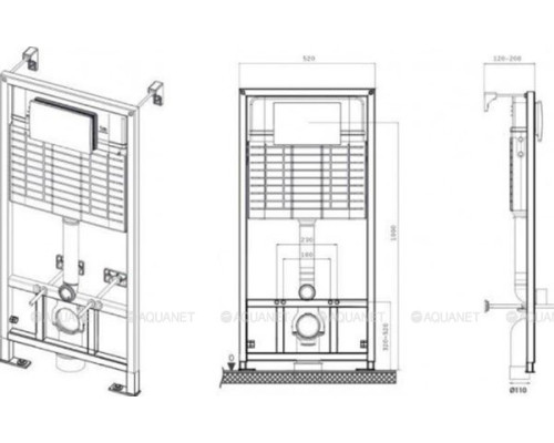 Инсталляция для унитаза BETTOSERB Sava Fix Slim SET40006472 с клавишей смыва хром матовый