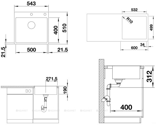 Кухонная мойка Blanco Subline 500-IF/A 524112 белый