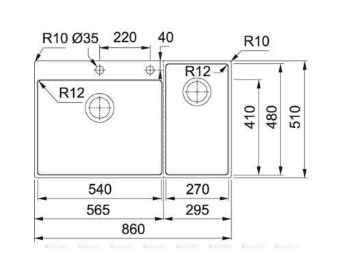Кухонная мойка Franke Box Center BWX 220-54-27 TL 127.0538.259 нержавеющая сталь