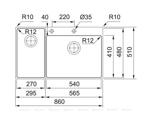 Кухонная мойка Franke Box Center BWX 220-54-27 TL 127.0538.260 нержавеющая сталь