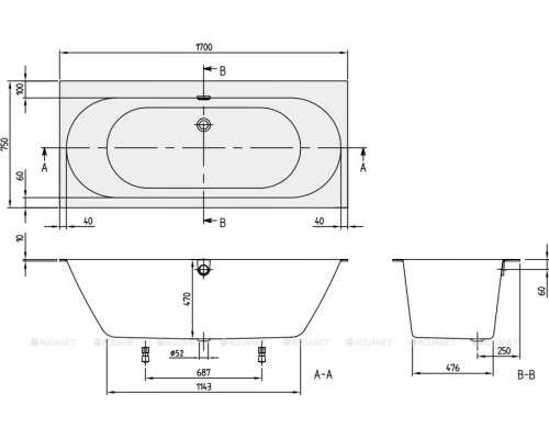 Квариловая ванна Villeroy & Boch Oberon 2.0 170x75 UBQ170OBR2DV-01