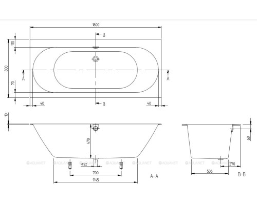 Квариловая ванна Villeroy & Boch Oberon 2.0 180х80 UBQ180OBR2DV-01